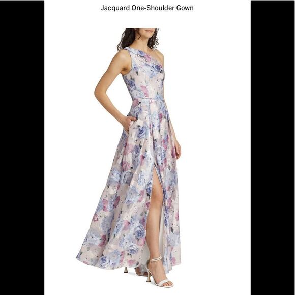 Aidan Mattox one shoulder ball gown violet multi. Size 6 - Picture 3 of 17